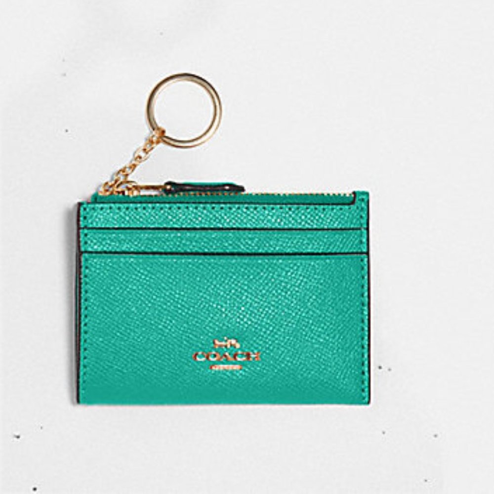 NWT COACH Mini Skinny Id Case In Green